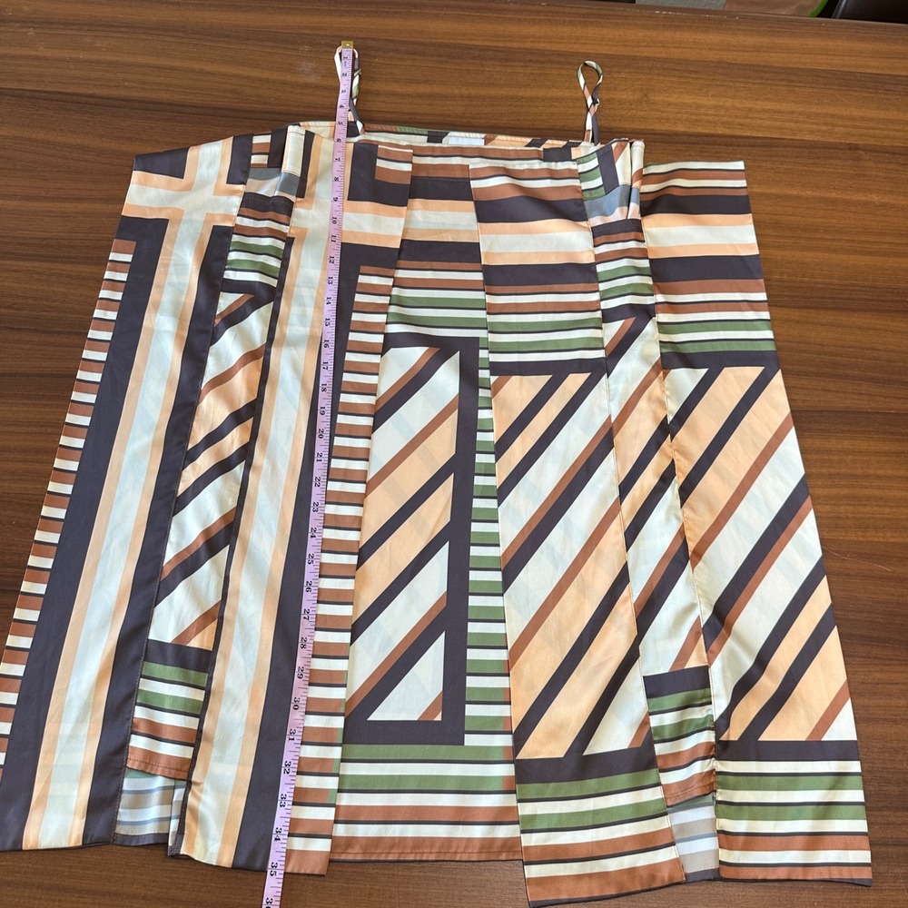 MISA Los Angeles Mayam Draped Geometric Mini Dress L Brown Green Festival Resort - Picture 8 of 12